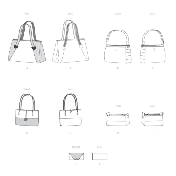 Simplicity Sewing Pattern S9398 Assorted Tote Bag, Bag and Clutch