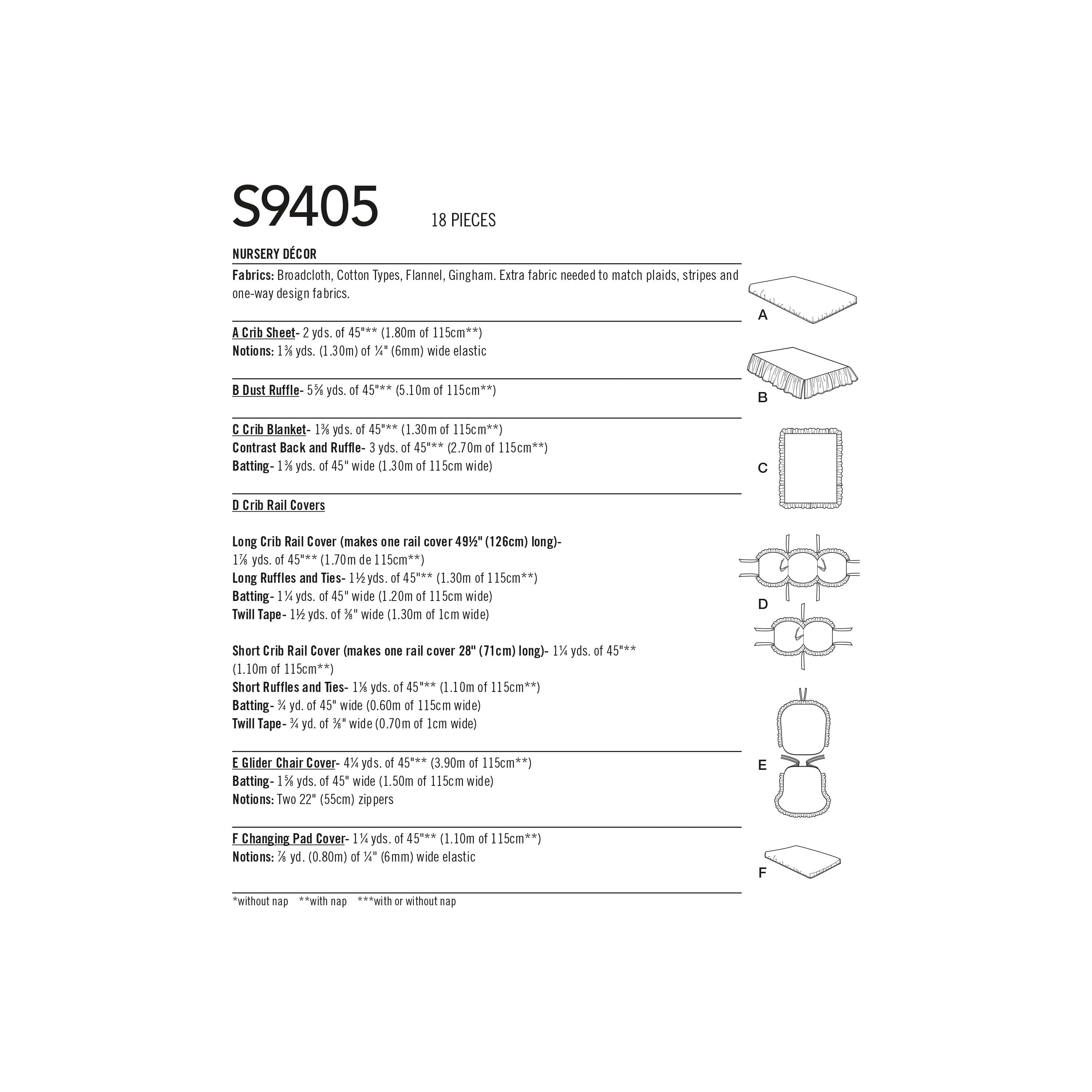 Simplicity Sewing Pattern S9405 Nursery Accessories