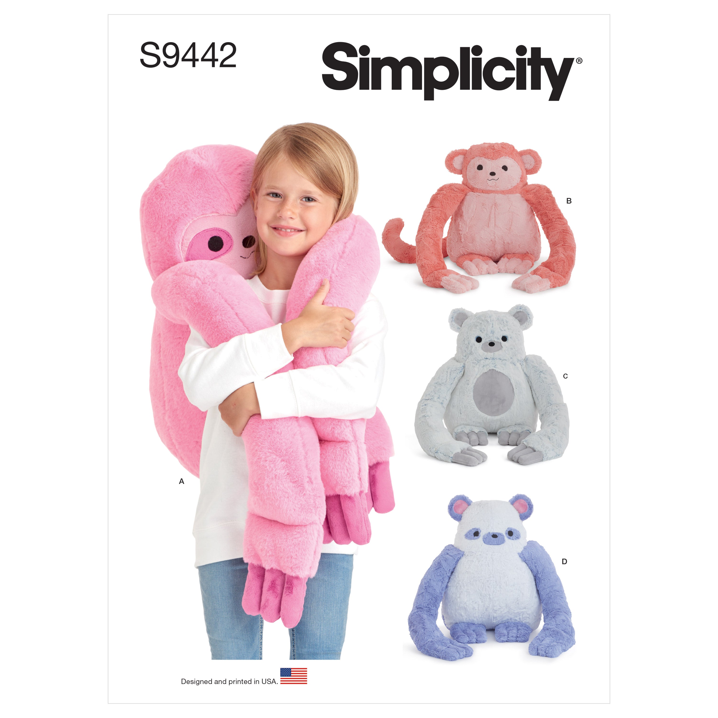 Simplicity Sewing Pattern S9442 Hugging Plush Animals