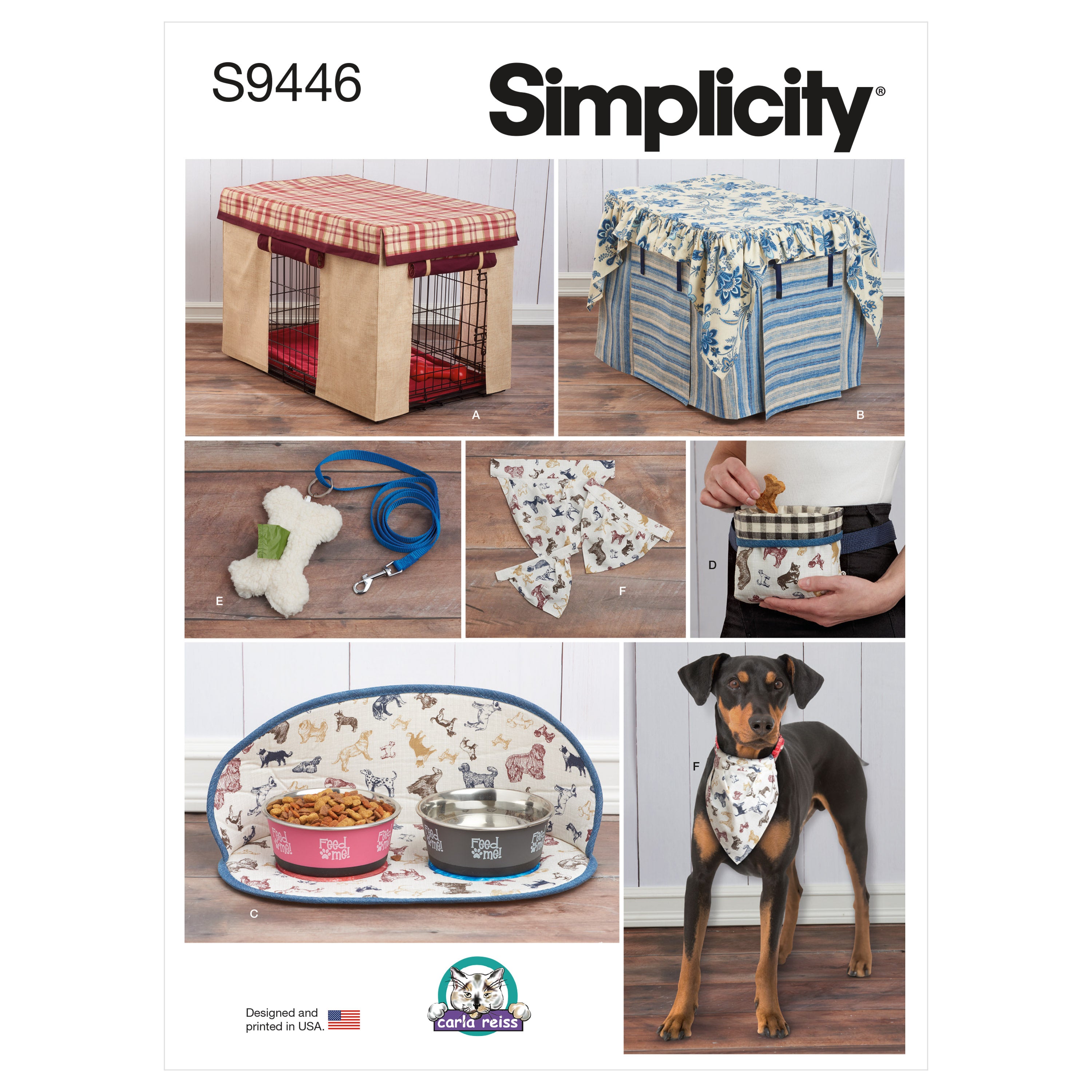 Simplicity Sewing Pattern S9446 Pet Crate Covers in Three Sizes and Pet Accessories