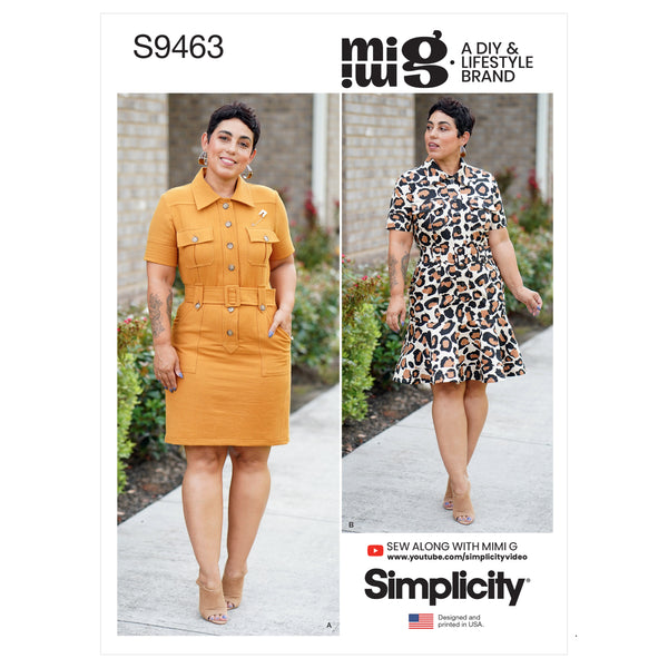 Simplicity Sewing Pattern S9463 Misses' Mimi G Shirt Dress with Belt