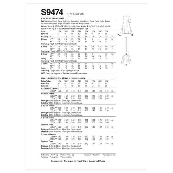 Simplicity Sewing Pattern S9474 Women's Dresses and Jacket