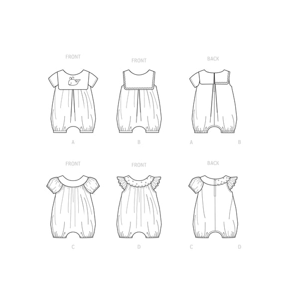 Simplicity Sewing Pattern S9484 BABIES' ROMPERS