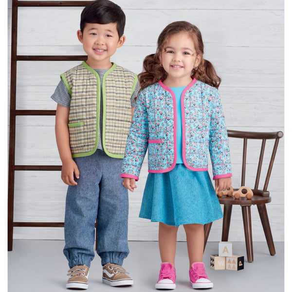 Simplicity Sewing Pattern S9485 TODDLERS' KNIT TOP, JACKET, VEST, SKIRT AND PANTS