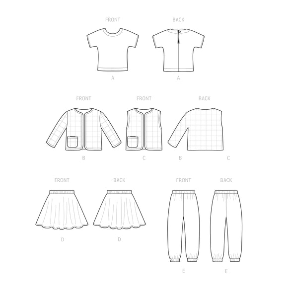 Simplicity Sewing Pattern S9485 TODDLERS' KNIT TOP, JACKET, VEST, SKIRT AND PANTS