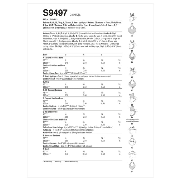 Simplicity Sewing Pattern S9497 PET ACCESSORIES