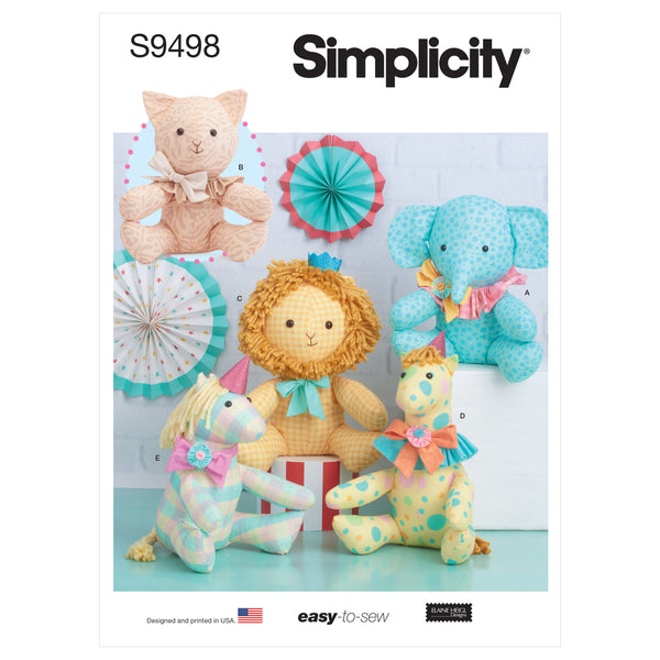 Simplicity Sewing Pattern S9498 EASY PLUSH ANIMALS