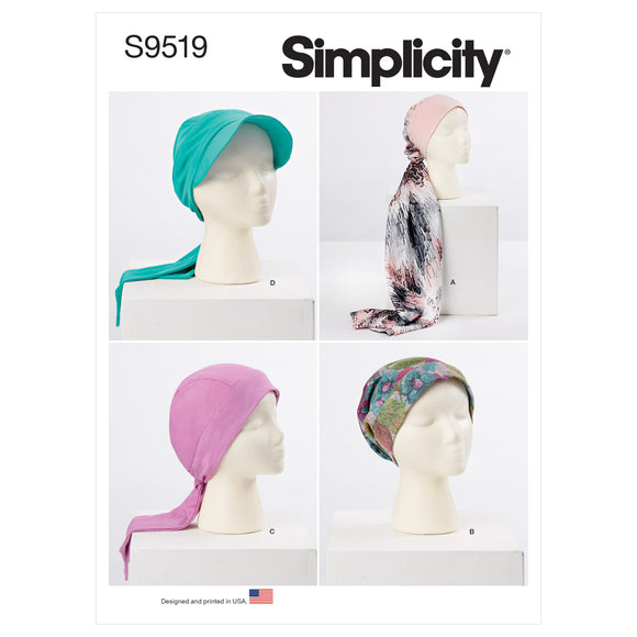 Simplicity Sewing Pattern S9519 HEAD WRAPS AND HATS