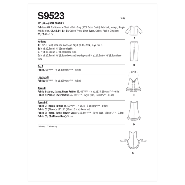 Simplicity Sewing Pattern S9523 18" DOLL CLOTHES