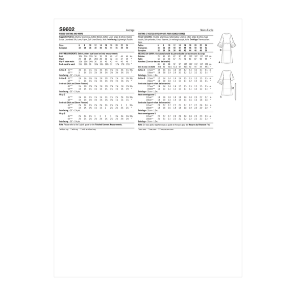 Simplicity Sewing Pattern S9602 MISSES' CAFTANS AND WRAPS
