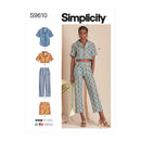 Simplicity Sewing Pattern S9610 MISSES' SET OF TOPS, CROPPED PANTS AND SHORTS-1