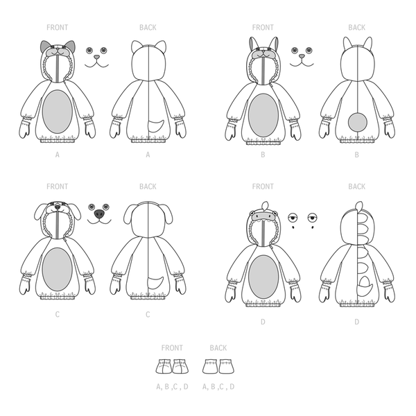 Simplicity Sewing Pattern S9624 TODDLERS' ANIMAL COSTUMES