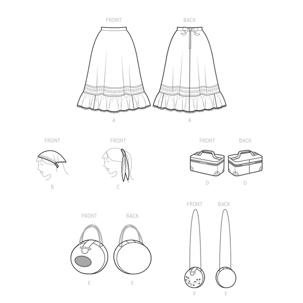 Simplicity Sewing Pattern S9631 MISSES' PETTISKIRT IN SIZES XS TO XL, HAIR ACCESSORIES AND PURSE