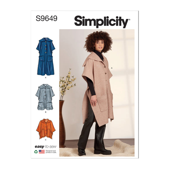 Simplicity Sewing Pattern S9649 MISSES' PONCHOS