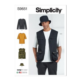 Simplicity Sewing Pattern S9651 MEN'S KNIT TOP, VEST AND HAT