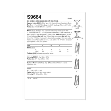 Simplicity Sewing Pattern S9664 DOG HARNESS IN SIZES S-M-L AND LEASH WITH TRIM OPTIONS - 0