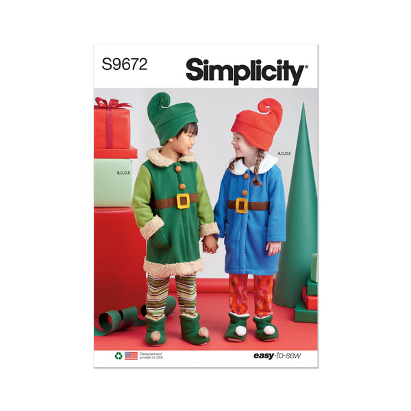 Simplicity Sewing Pattern S9672 CHILDREN'S ROBES, TOP, PANTS, HAT AND SLIPPERS IN SIZES S-M-L