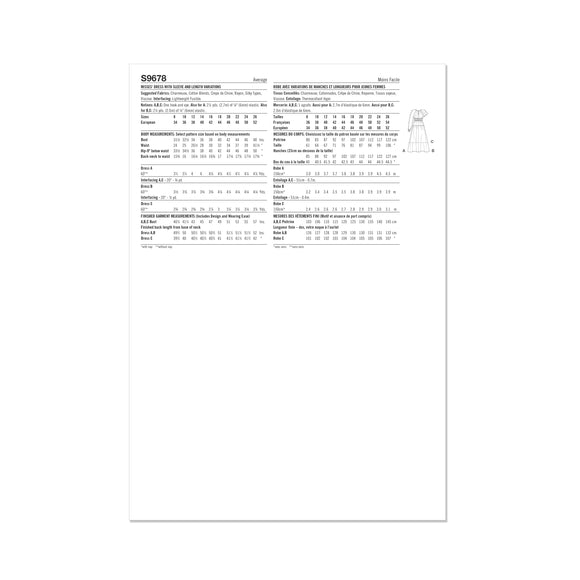 Simplicity Sewing Pattern S9678 MISSES' DRESS WITH SLEEVE AND LENGTH VARIATIONS