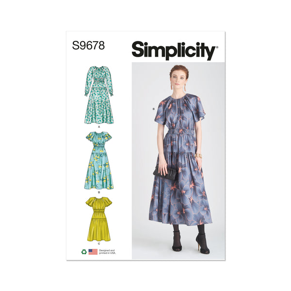 Simplicity Sewing Pattern S9678 MISSES' DRESS WITH SLEEVE AND LENGTH VARIATIONS