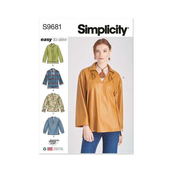 Simplicity Sewing Pattern S9681 MISSES' AND WOMEN'S PULL-OVER TOP