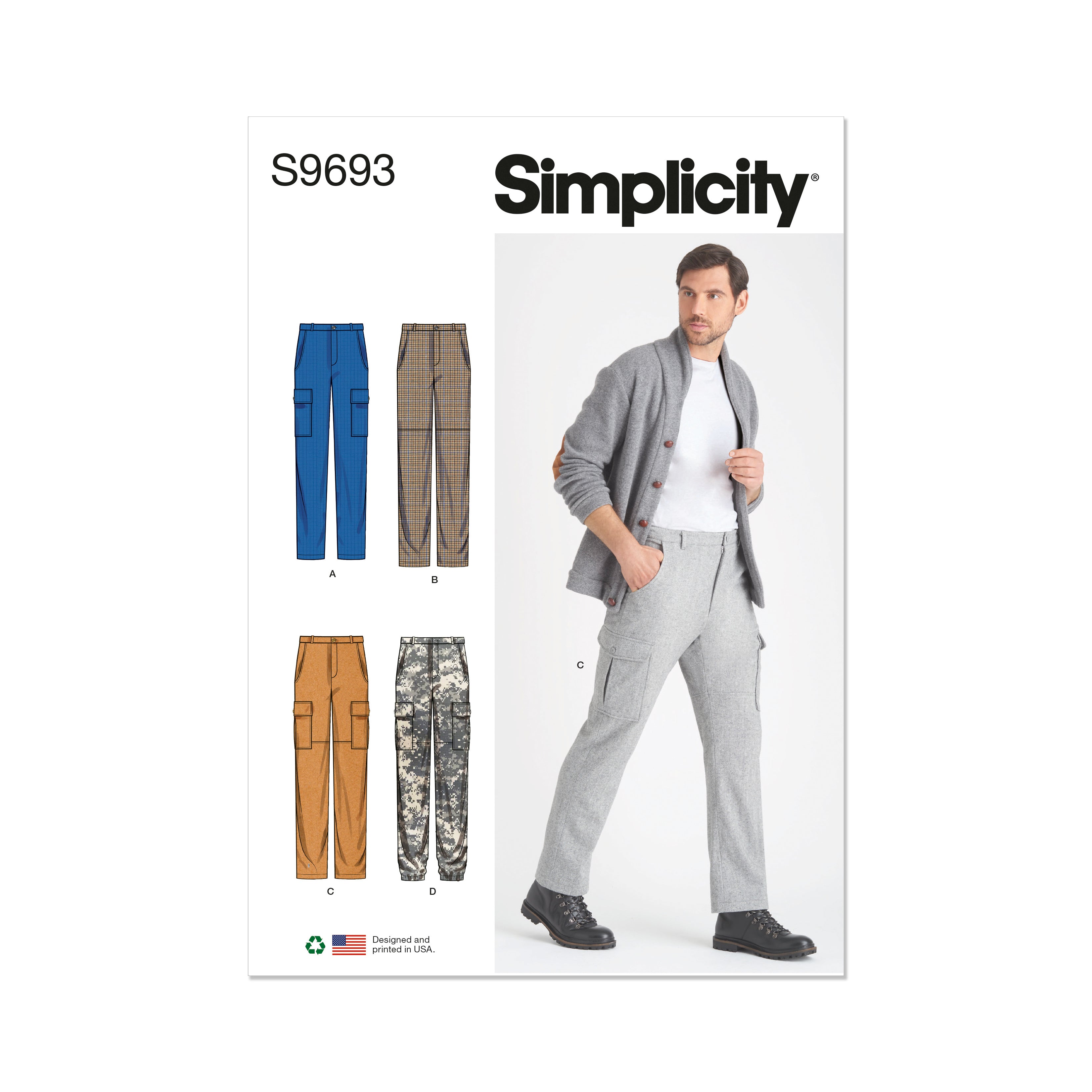 Simplicity Sewing Pattern S9693 MEN'S CARGO PANTS