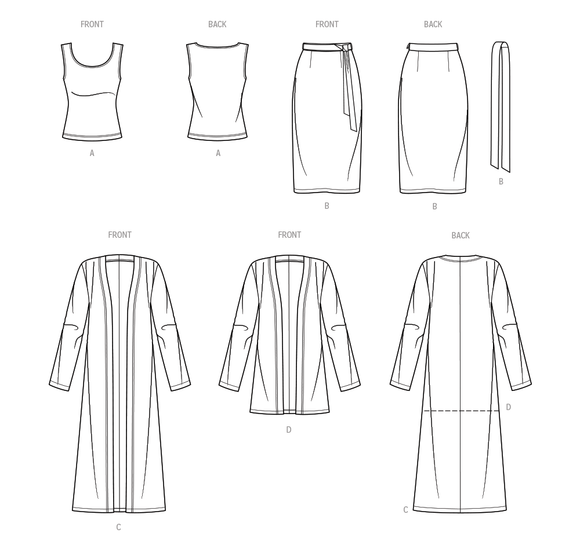 Simplicity Sewing Pattern S9716 MISSES' KNIT TOP, CARDIGAN AND SKIRT