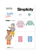 Simplicity Sewing Pattern S9720 BABIES' KNIT DRESS, TOP, PANTS, HAT AND HEADBAND IN SIZES S-M-L-1