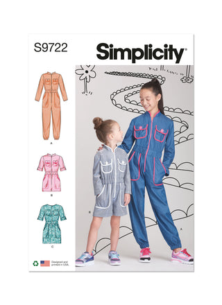 Simplicity Sewing Pattern S9722 CHILDREN'S AND GIRLS' JUMPSUIT, ROMPER AND DRESS