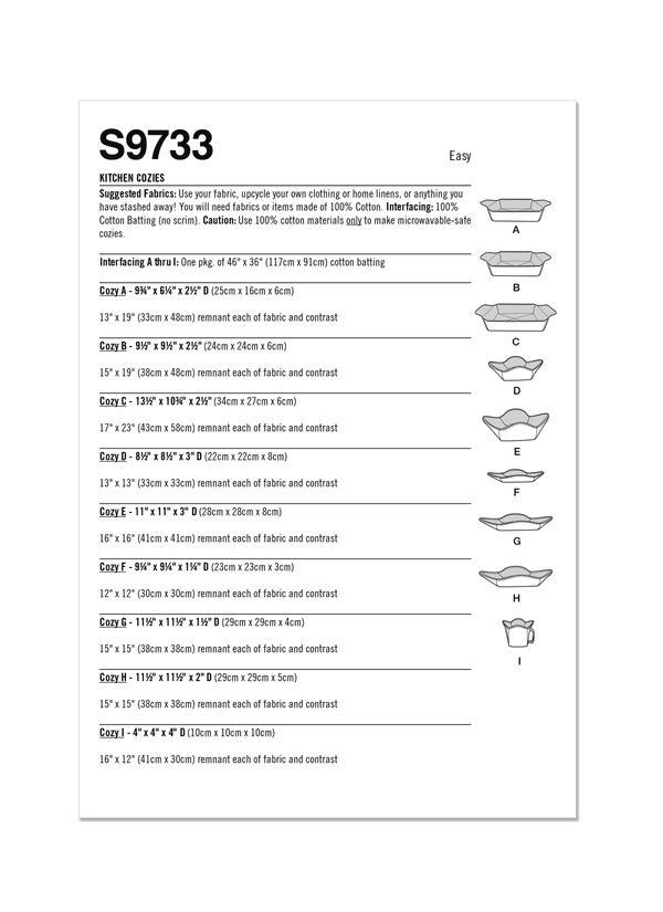 Simplicity Sewing Pattern S9733 KITCHEN COZIES
