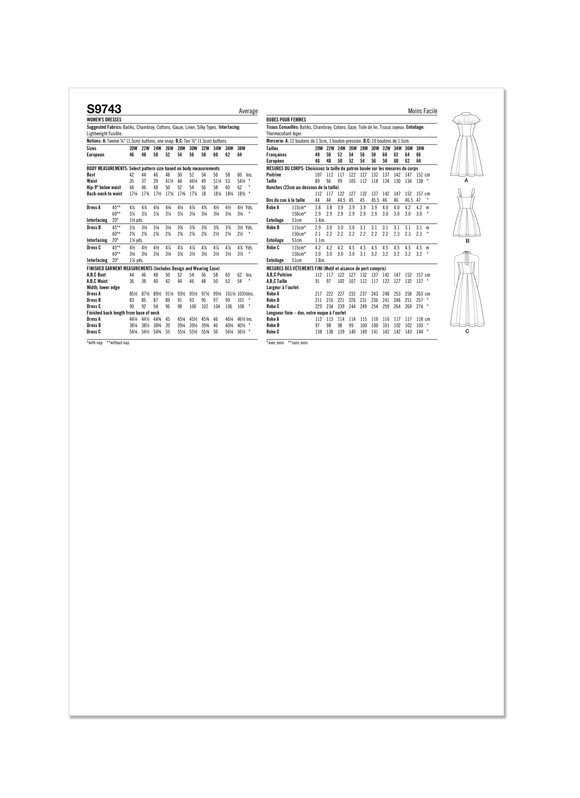 Simplicity Sewing Pattern S9743 WOMEN'S DRESSES