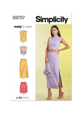 Simplicity Sewing Pattern S9757 MISSES' KNIT TOP AND SKIRT IN TWO LENGTHS