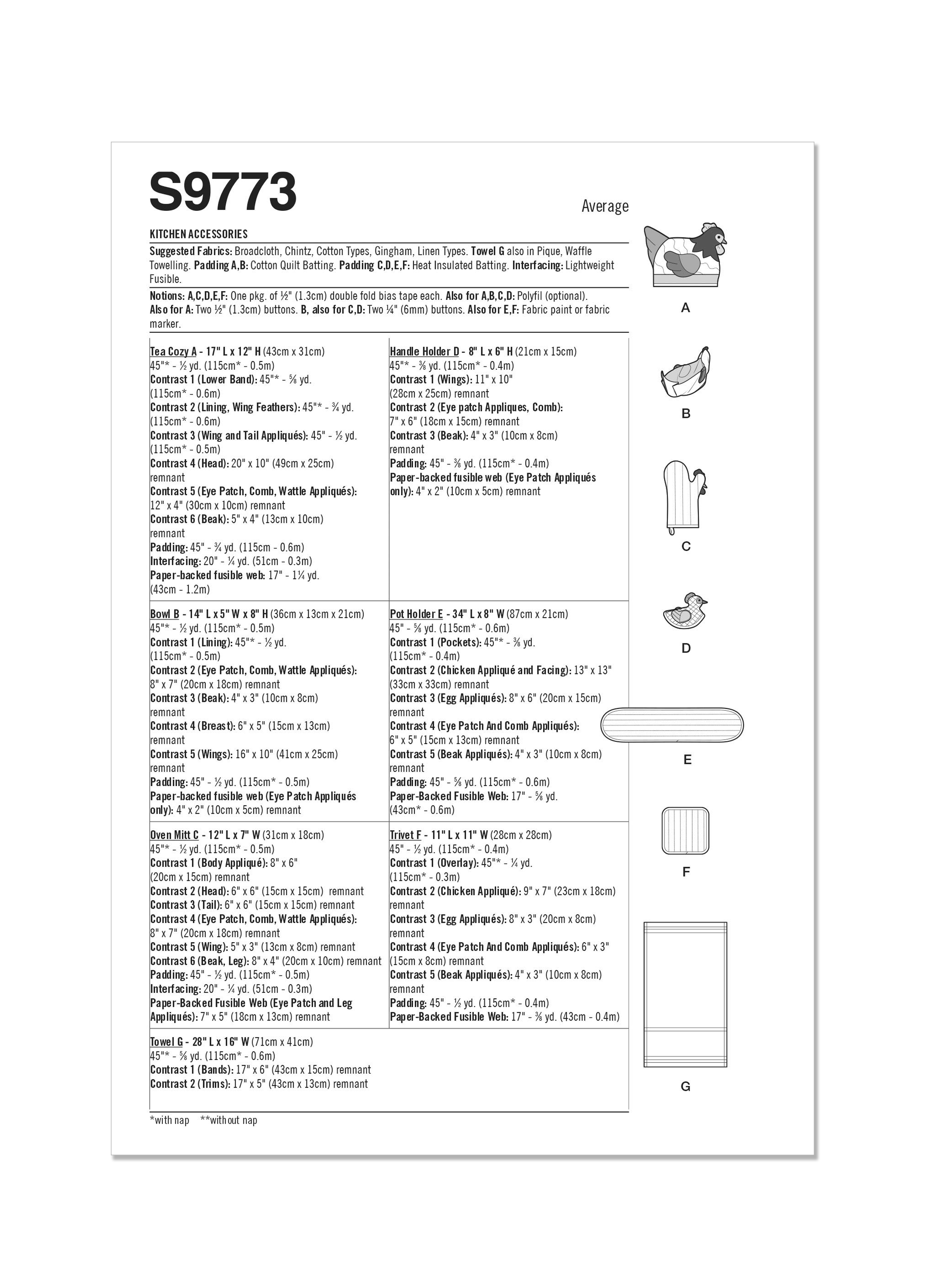 Simplicity Sewing Pattern S9773 KITCHEN ACCESSORIES BY CARLA REISS DESIGN BY CARLA REISS DESIGN