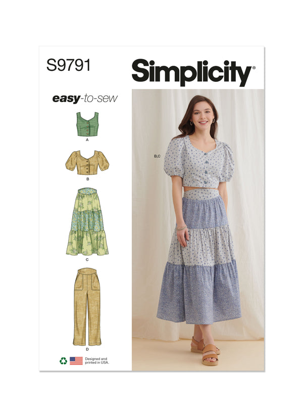 Simplicity Sewing Pattern S9791 MISSES' TOPS, SKIRT AND PANTS