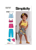 Simplicity Sewing Pattern S9797 TODDLERS' TOPS, SKORT, PANTS AND HAT IN THREE SIZES