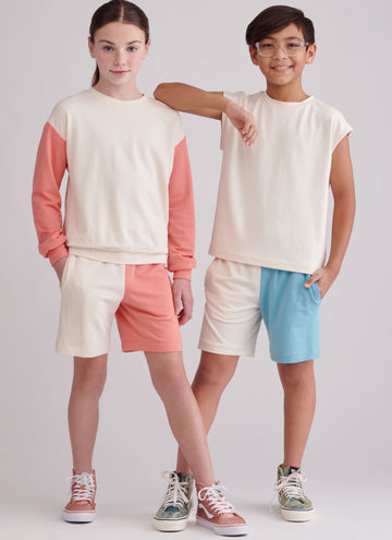 Simplicity Sewing Pattern S9801 GIRLS' AND BOYS' SWEATSHIRTS AND SHORTS - 0