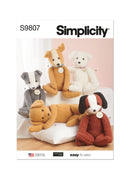 Simplicity Sewing Pattern S9807 POSEABLE PLUSH ANIMALS-1
