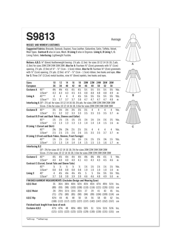 Simplicity Sewing Pattern S9813 MISSES' AND WOMEN'S COSTUMES