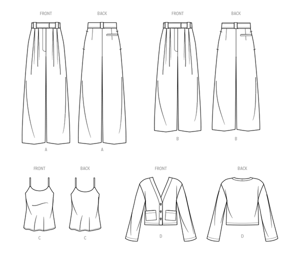 Simplicity Sewing Pattern S9826 MISSES' PANTS IN TWO LENGTHS, CAMISOLE AND CARDIGAN