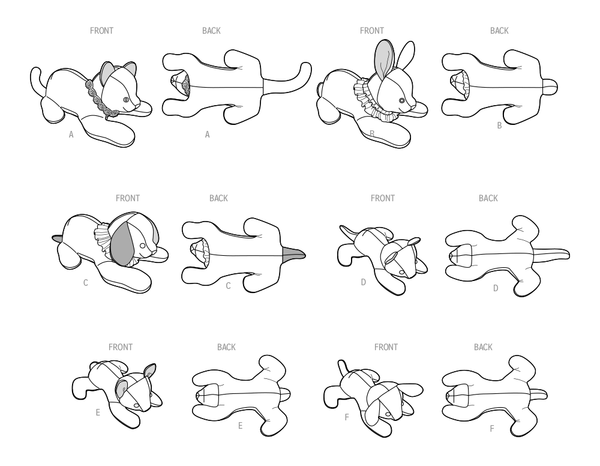 Simplicity Sewing Pattern S9837 PLUSH ANIMALS