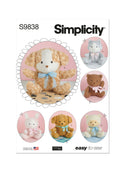 Simplicity Sewing Pattern S9838 PLUSH ANIMALS AND BLANKET