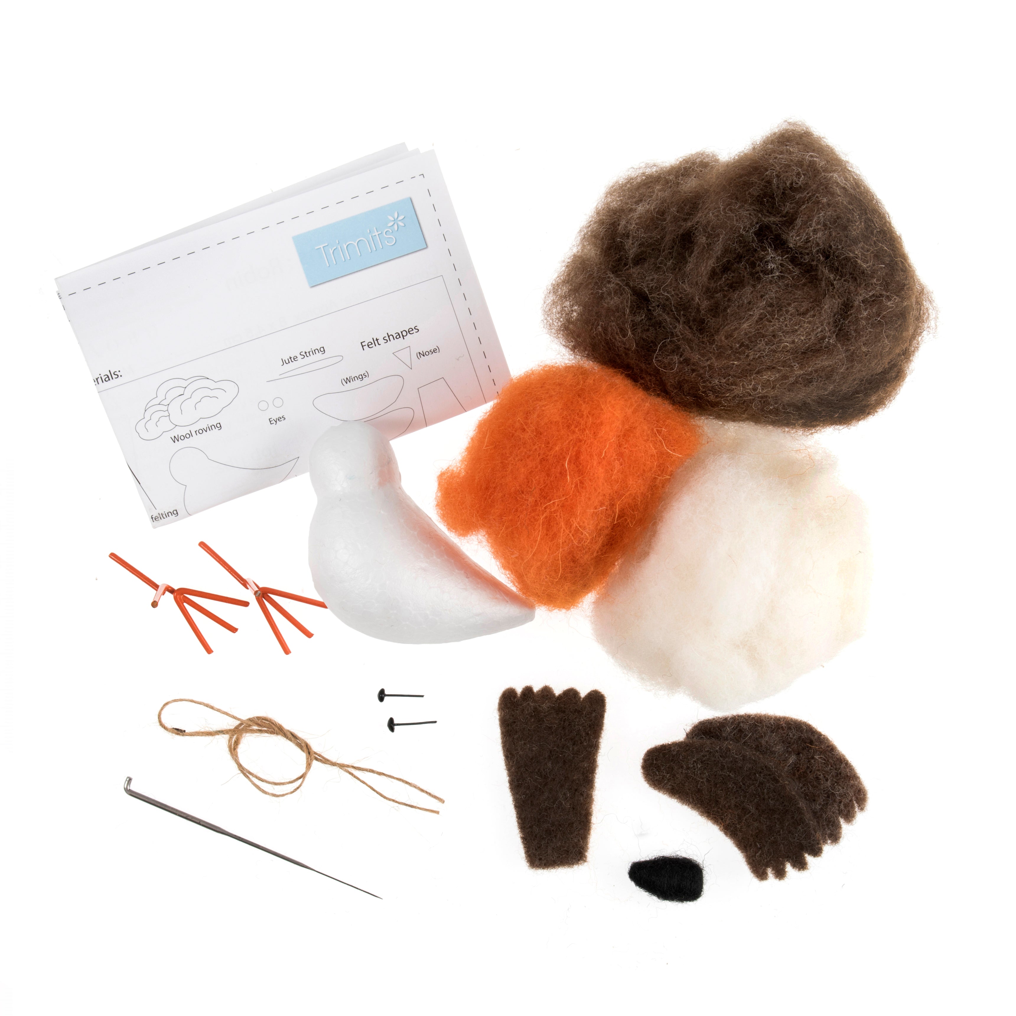 Trimits Needle Felting Kit Ð Christmas Robin, 4.5x11.5cm, Includes Wool, Felting Needle, Polystyrene Shapes, and Instructions