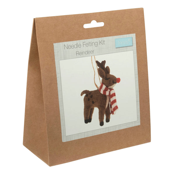 Trimits Needle Felting Kit Ð Christmas Reindeer & Scraf, 4.5x11.5cm, Includes Wool, Felting Needle, Polystyrene Shapes, and Instructions