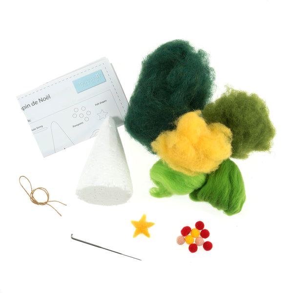 Trimits Needle Felting Kit Ð Christmas Tree, 4.5x11.5cm, Includes Wool, Felting Needle, Polystyrene Shapes, and Instructions