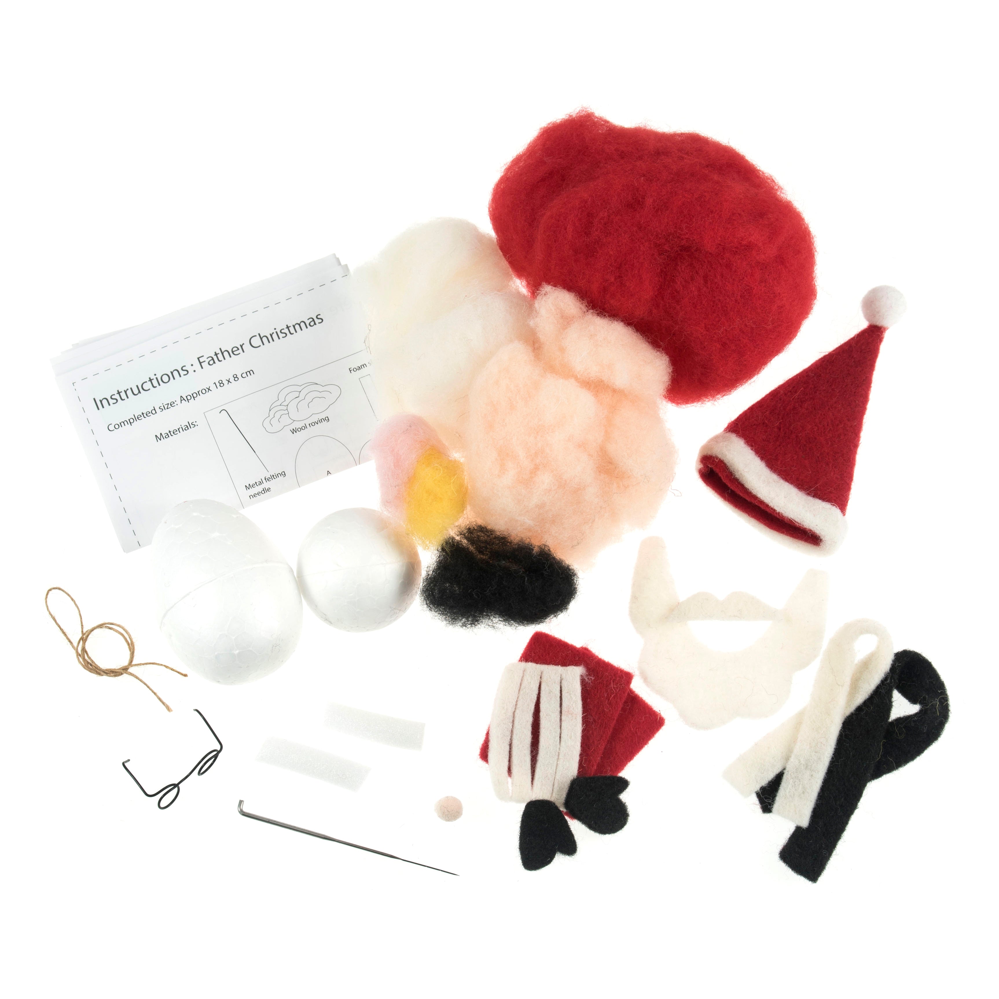 Trimits Needle Felting Kit Ð Christmas Santa, 4.5x11.5cm, Includes Wool, Felting Needle, Polystyrene Shapes, and Instructions - 0