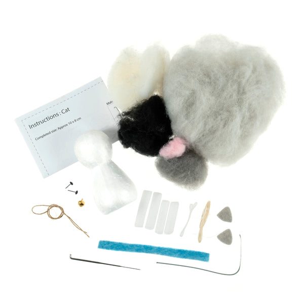 Trimits Needle Felting Kit Ð Cat, 9x11.5cm, Includes Wool, Needle, Polystyrene Shapes, Instructions