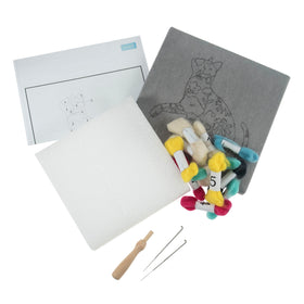 Trimits Needle Felting Kit with Frame Cat, 20.3x20.3cm, Includes Wooden Frame, Felting Tool, Wool, Instructions in EN, FR, GER