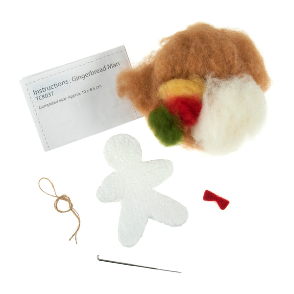 Trimits Needle Felting Kit Ð Christmas Gingerbread Man, 4.5x11.5cm, Includes Wool, Felting Needle, Polystyrene Shapes, and Instructions