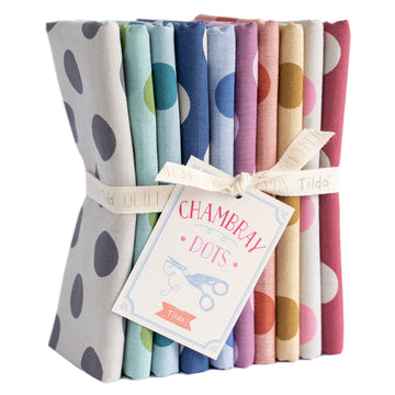 Tilda Chambray Polka Dots Fat Quarter Bundle – Premium Quilting Cotton Fabric by Tilda