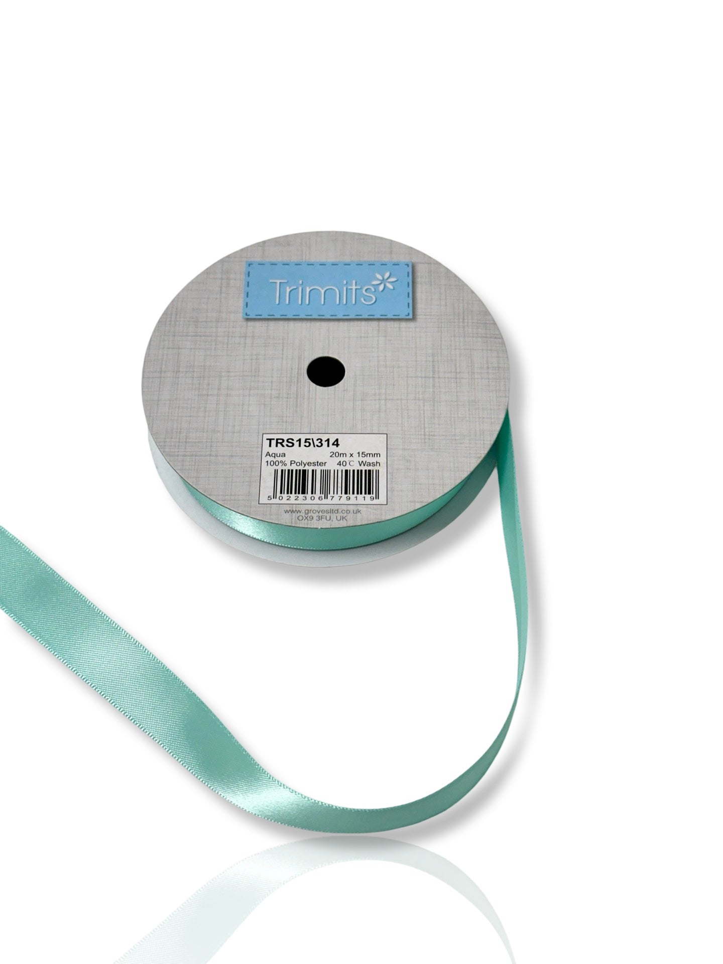 Buy aqua Trimits Ribbon: Double Faced Satin: 15mm Wide