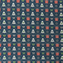 Fabriques Navy Blue Xmas Tree Print French Terry Brushed Back-2